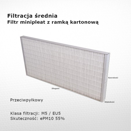 Intermediate filter M5 EU5 ePM10 55% 125 x 350 x 20 mm frame cardboard