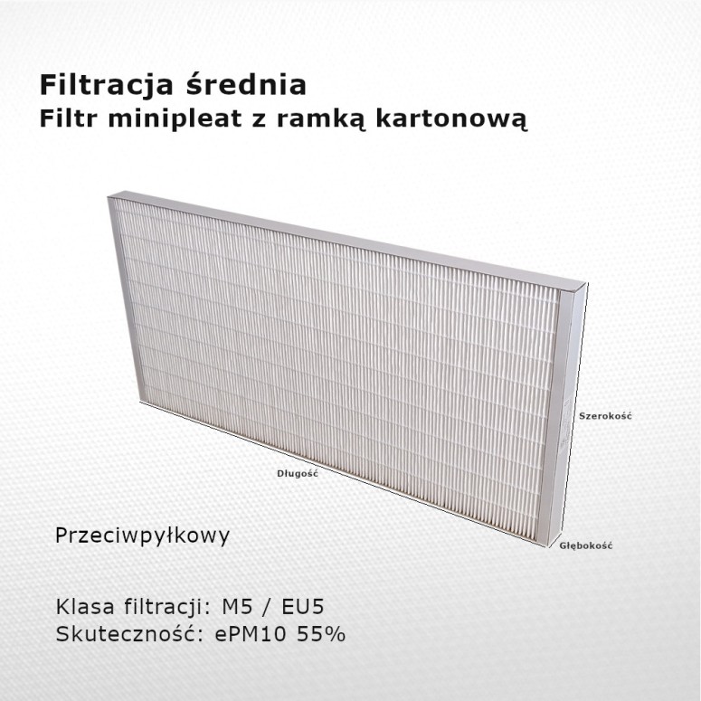 Intermediate filter M5 EU5 ePM10 55% 185 x 400 x 28 mm frame cardboard