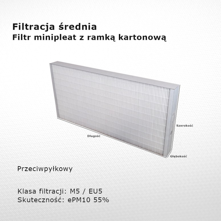 Filtr pośredni M5 EU5 ePM10 55% 145 x 350 x 46 mm ramka karton