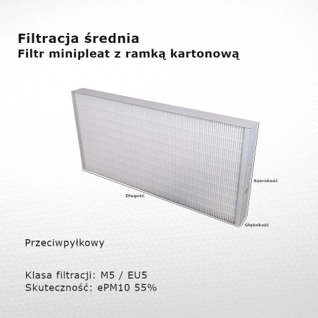 Intermediate filter M5 EU5 ePM10 55% 145 x 350 x 46 mm frame cardboard