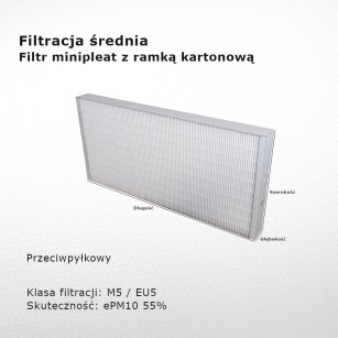 Intermediate filter M5 EU5 ePM10 55% 164 x 298 x 46 mm frame cardboard