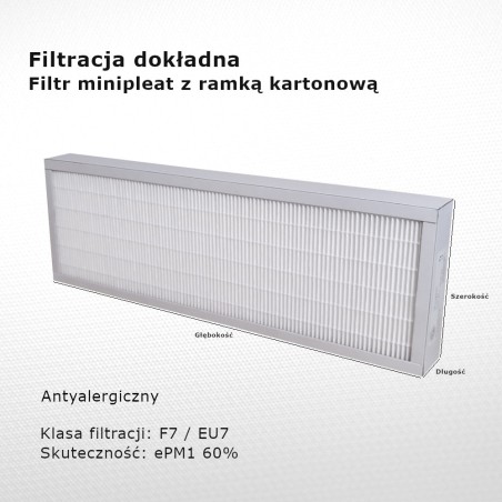 Fine filter F7 EU7 ePM1 60% 127 x 283 x 50 mm frame cardboard