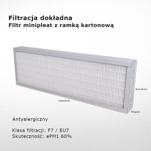 Filtr dokładny F7 EU7 ePM1 60% 209 x 640 x 48 mm ramka karton