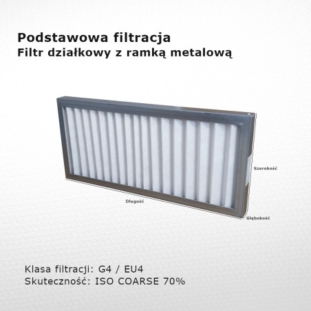 Partition filter G4 EU4 Iso Coarse 70% 237 x 495 x 24 mm metal frame