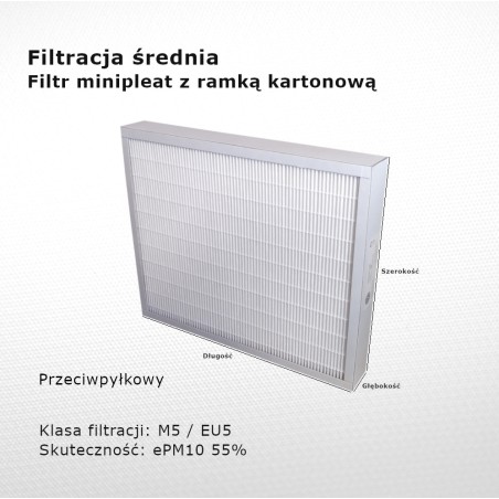 Filtr pośredni M5 EU5 ePM10 55% 195 x 195 x 50 mm ramka karton
