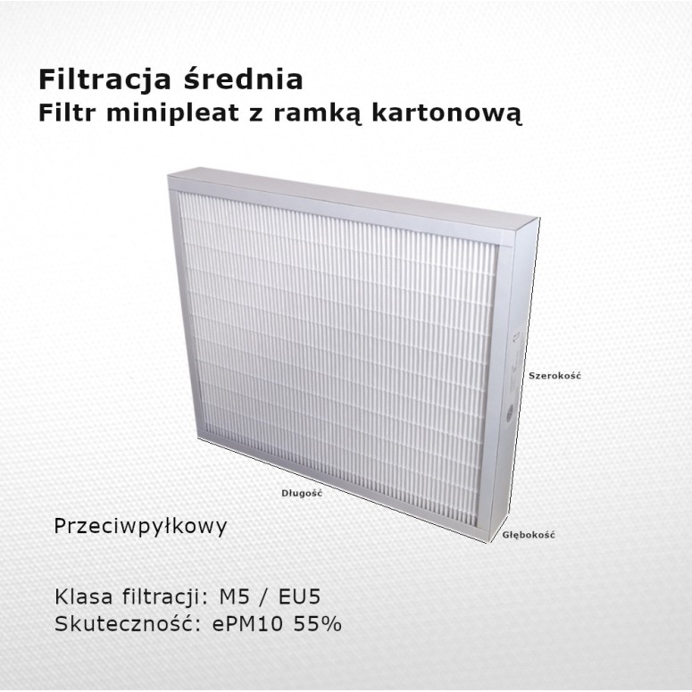 Filtr pośredni M5 EU5 ePM10 55% 215 x 215 x 50 mm ramka karton