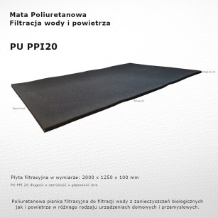 PU filter mat PPI 20 2000 x 1250 x 100 mm filter for household appliances and industrial machines.