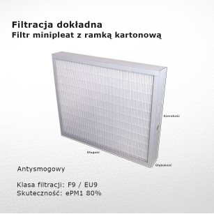 Smog filter F9 EU9 ePM1 80% 215 x 245 x 48 mm frame cardboard