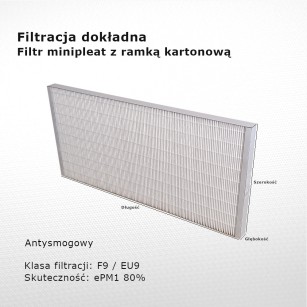 Filtr przeciwsmogowy F9 EU9 ePM1 80% 135 x 400 x 28 mm ramka karton