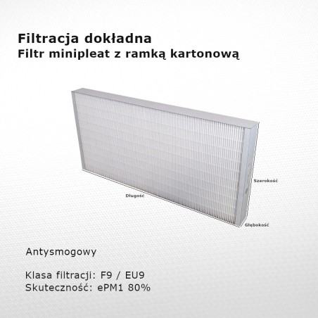 Filtr przeciwsmogowy F9 EU9 ePM1 80% 164 x 298 x 46 mm ramka karton
