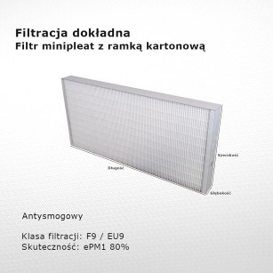 Filtr przeciwsmogowy F9 EU9 ePM1 80% 170 x 450 x 46 mm ramka karton