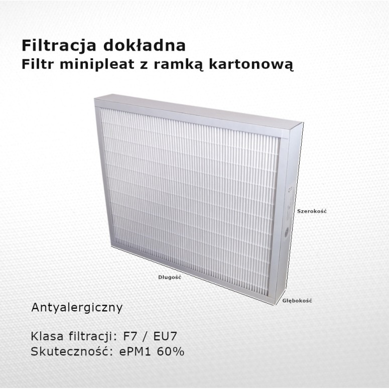 Fine filter F7 EU7 ePM1 60% 190 x 285 x 50 mm frame cardboard