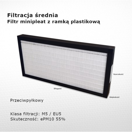 Filtr pośredni M5 EU5 ePM10 55% 113 x 335 x 130 mm ramka PVC