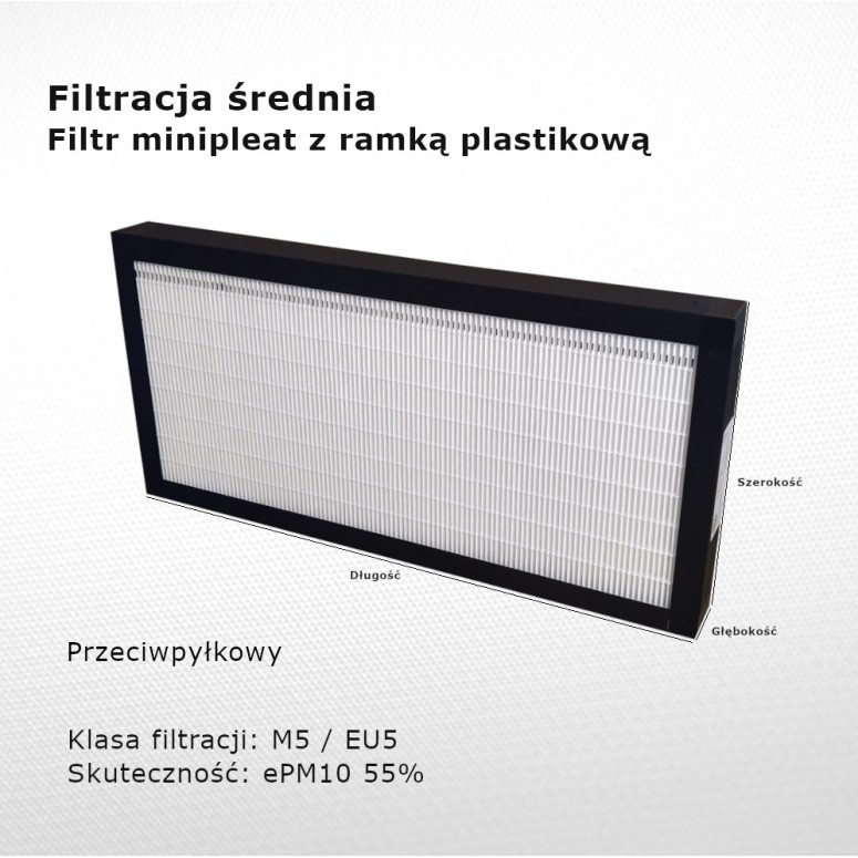 Filtr pośredni M5 EU5 ePM10 55% 116 x 413 x 48 mm ramka PVC
