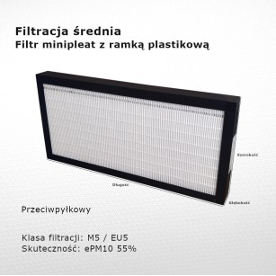 Intermediate filter M5 EU5 ePM10 55% 125 x 355 x 20 mm PVC frame