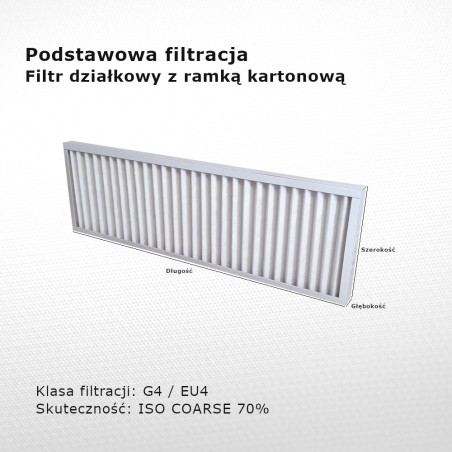 Filtr działkowy G4 EU4 Iso Coarse 70% 150 x 292 x 20 mm ramka karton