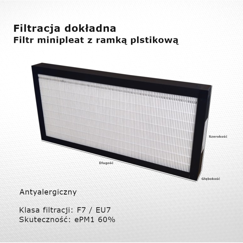 Filtr dokładny F7 EU7 ePM1 60% 113 x 335 x 130 mm ramka PVC