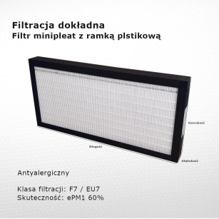 Filtr dokładny F7 EU7 ePM1 60% 140 x 505 x 28 mm ramka PVC
