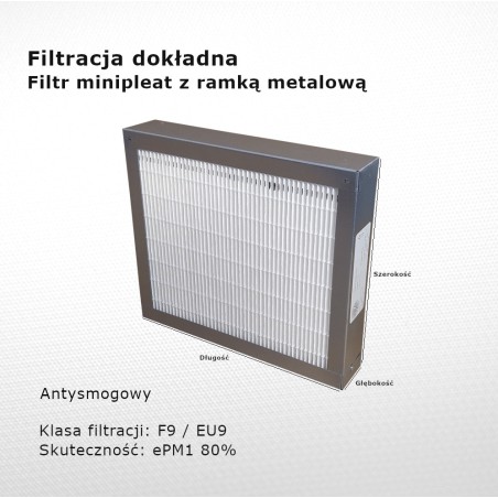 Smog filter F9 EU9 ePM1 80% 408 x 448 x 48 mm metal frame