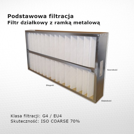 Partition filter G4 EU4 Iso Coarse 70% 325 x 700 x 92 mm metal frame