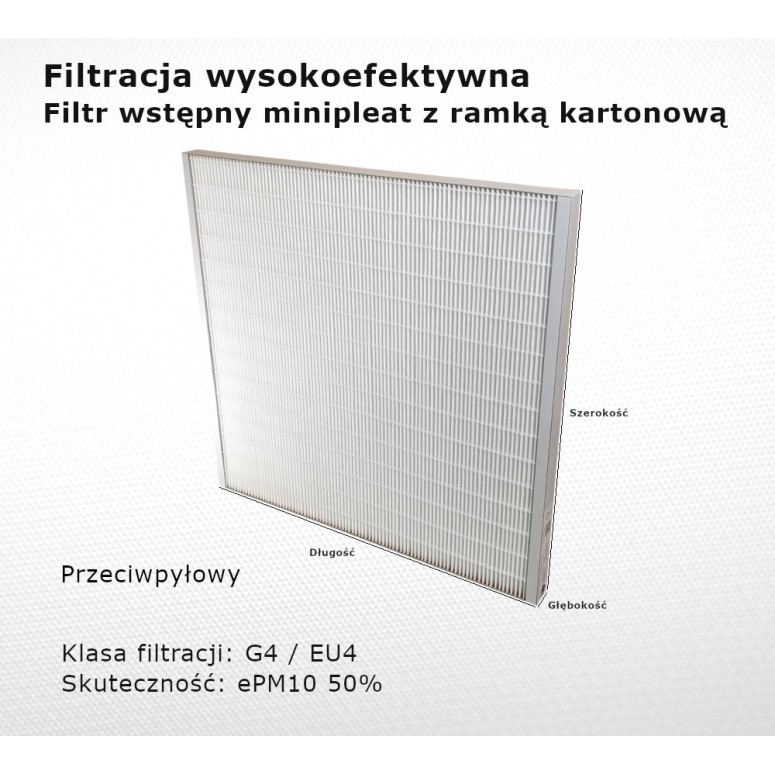 Filtr przeciwpyłowy G4 EU4 ePM10 50% 378 x 390 x 25 mm ramka karton
