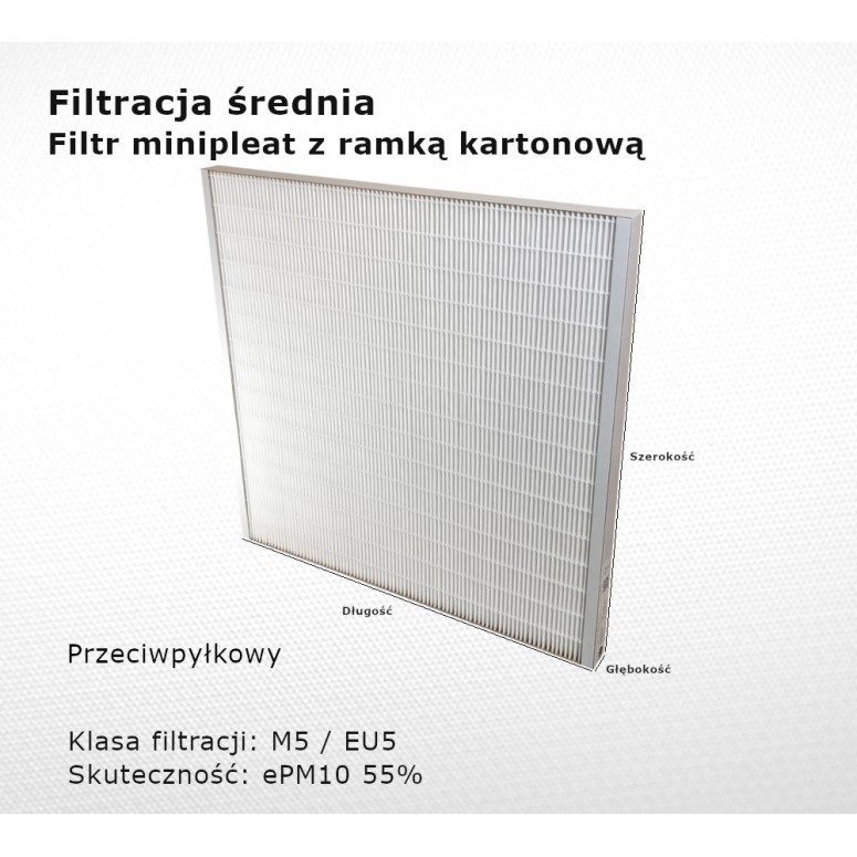 Filtr pośredni M5 EU5 ePM10 55% 378 x 390 x 25 mm ramka karton