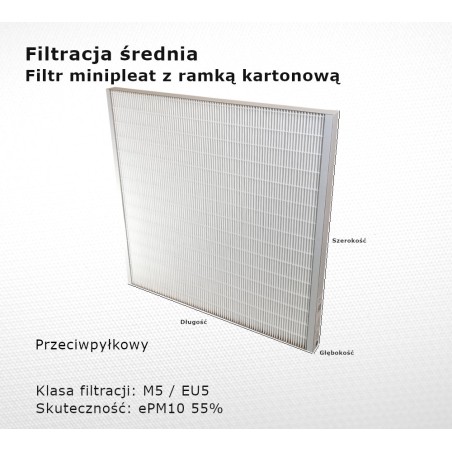 Intermediate filter M5 EU5 ePM10 55% 378 x 390 x 25 mm frame cardboard