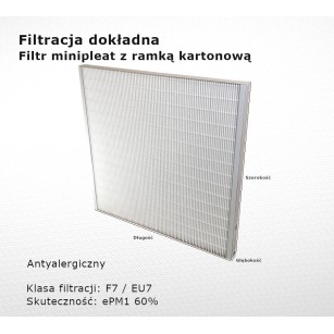 Fine filter F7 EU7 ePM1 60% 378 x 390 x 25 mm frame cardboard