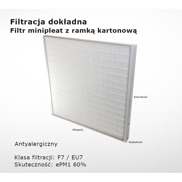 Filtr dokładny F7 EU7 ePM1 60% 378 x 390 x 25 mm ramka karton
