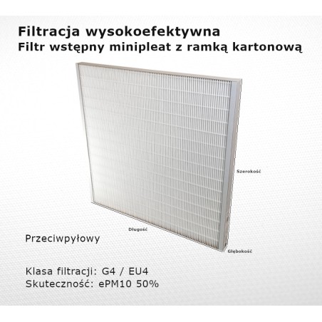 Filtr przeciwpyłowy G4 EU4 ePM10 50% 180 x 200 x 25 mm ramka karton