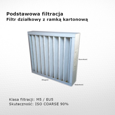Partition filter M5 EU5 Iso Coarse 90% 190 x 285 x 50 mm cardboard frame