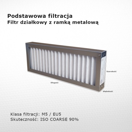 Partition filter M5 EU5 Iso Coarse 90% 115 x 560 x 48 mm metal frame