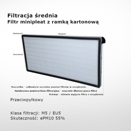Intermediate filter M5 EU5 ePM10 55% 237 x 415 x 20 mm cardboard seal handle long life