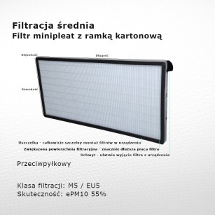 Intermediate filter M5 EU5 ePM10 55% 237 x 495 x 20 mm cardboard seal handle long life