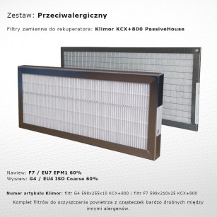 Klimor KCX + 800 PassiveHouse filters antiallergic set of replacement filters for the recuperator