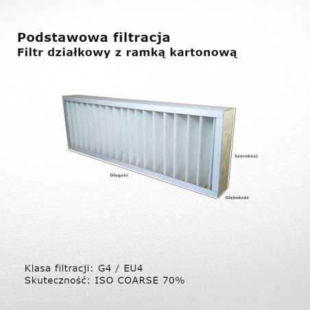 Partition filter G4 EU4 Iso Coarse 70% 126 x 287 x 96 mm cardboard frame cardboard frame
