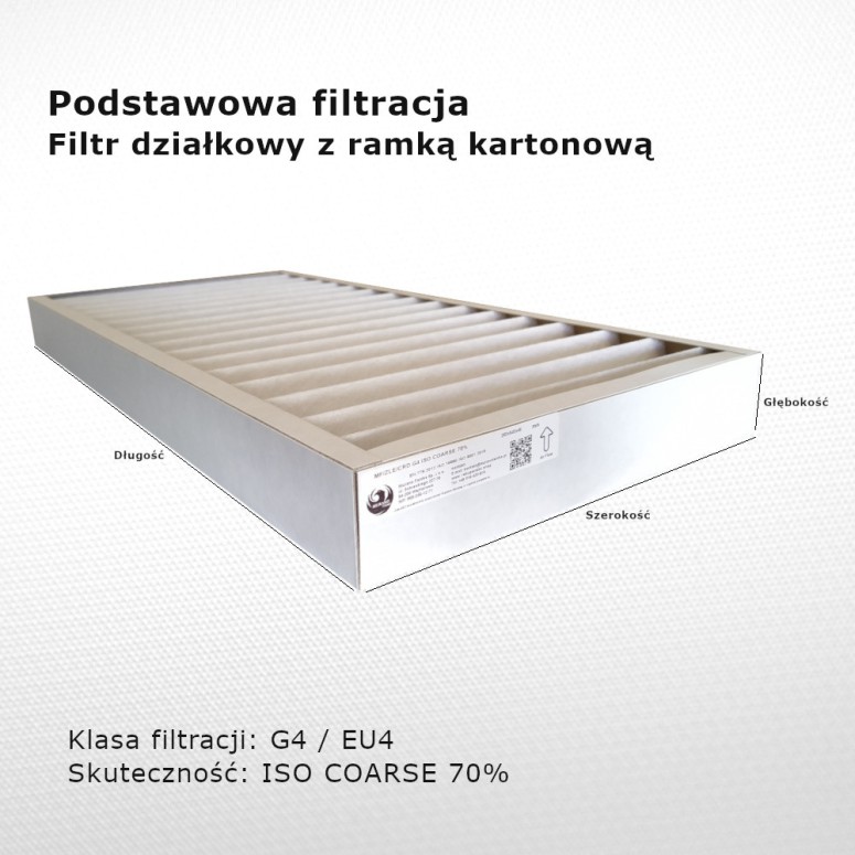 Partition filter G4 EU4 Iso Coarse 70% 196x500x40 mm cardboard frame