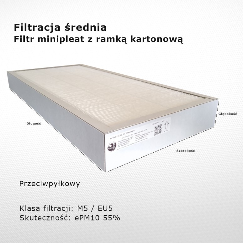 Filtr pośredni M5 EU5 ePM10 55% 302x436x50 mm ramka karton