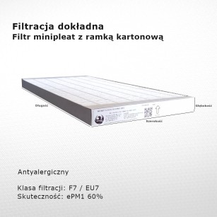 Filtr dokładny F7 EU7 ePM1 60% 184x522x25 mm ramka karton