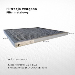 Filtr tłuszczowy G2 EU2 Iso Coarse 30% 495x495x25 mm ramka i wkład metalowy