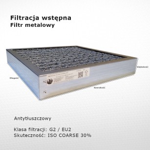 Filtr tłuszczowy G2 EU2 Iso Coarse 30% 495x592x48 mm ramka i wkład metalowy