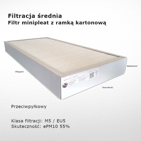 Filtr pośredni M5 EU5 ePM10 55% 240x400x48 mm ramka karton