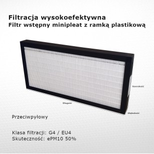 Dust filter G4 EU4 ePM10 50% 158x560x48 mm with PVC frame