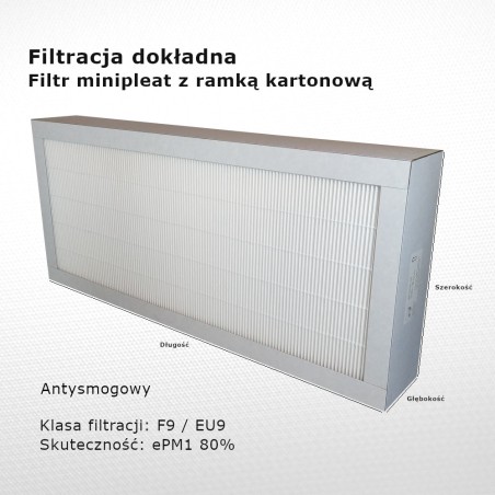 Smog filter F9 EU9 ePM1 80% 325 x 700 x 96 mm frame cardboard