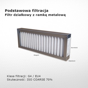 Filtr działkowy G4 EU4 Iso Coarse 70% 198x500x45 mm ramka metalowa