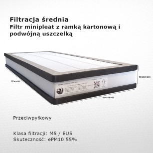 Filtr pośredni M5 EU5 ePM10 55% 171x445x48 mm podwójna uszczelka