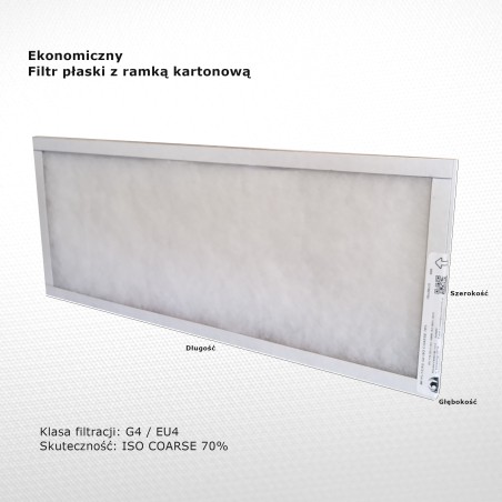 Flat filter G4 EU4 Iso Coarse 70% 255 x 597 x 10 mm frame cardboard