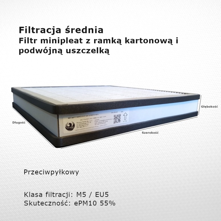 Filtr pośredni M5 EU5 ePM10 55% 305x305x45 mm podwójna uszczelka