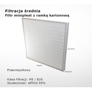 Intermediate filter M5 EU5 ePM10 55% 216 x 245 x 20 mm frame cardboard