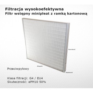 Dust filter G4 EU4 ePM10 50% 230 x 230 x 20 mm frame cardboard